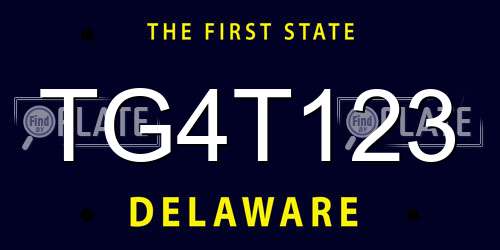 TG4T123 Delaware License Plate