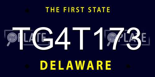 TG4T173 Delaware License Plate