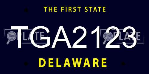 TGA2123 Delaware License Plate