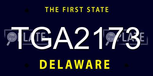 TGA2173 Delaware License Plate