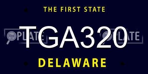 TGA320 Delaware License Plate