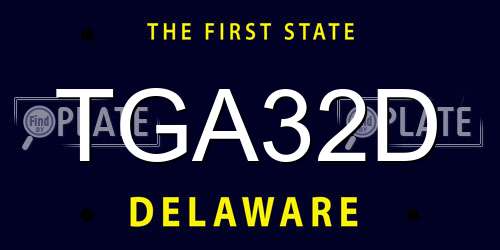 TGA32D Delaware License Plate