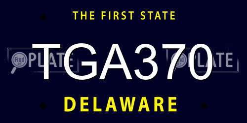 TGA370 Delaware License Plate