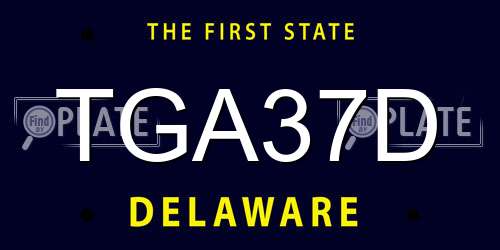 TGA37D Delaware License Plate