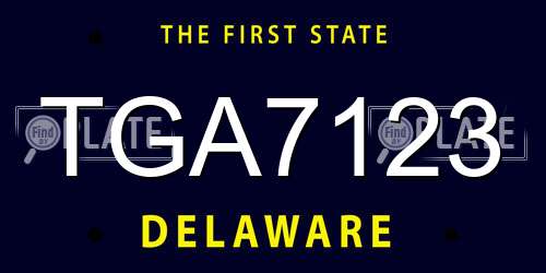 TGA7123 Delaware License Plate
