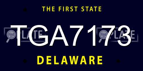 TGA7173 Delaware License Plate