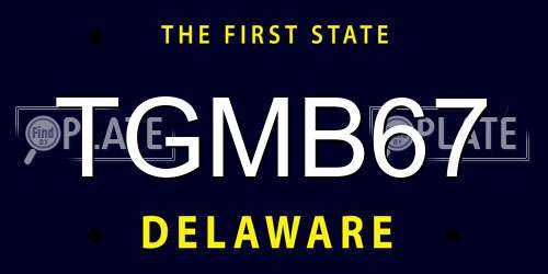 TGMB67 Delaware License Plate