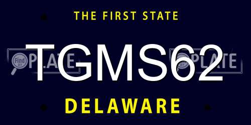 TGMS62 Delaware License Plate
