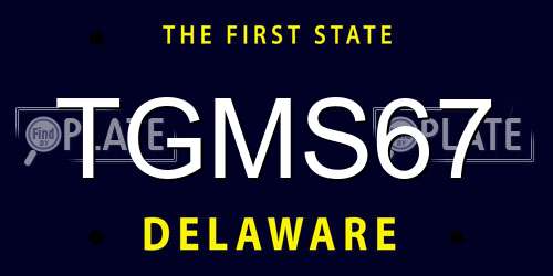 TGMS67 Delaware License Plate