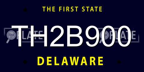 TH2B900 Delaware License Plate