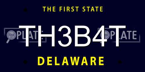 TH3B4T Delaware License Plate