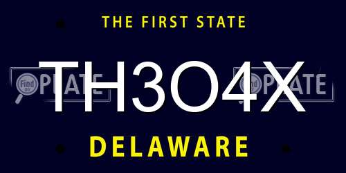 TH3O4X Delaware License Plate