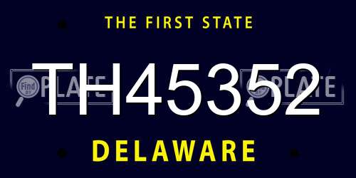 TH45352 Delaware License Plate