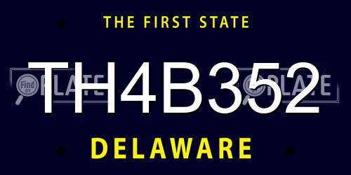 TH4B352 Delaware License Plate