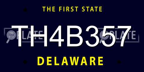 TH4B357 Delaware License Plate