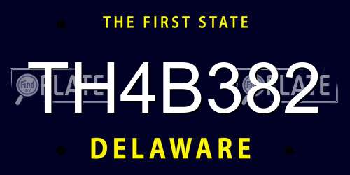 TH4B382 Delaware License Plate