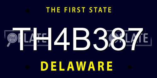 TH4B387 Delaware License Plate
