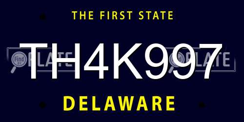 TH4K997 Delaware License Plate