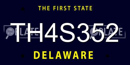 TH4S352 Delaware License Plate
