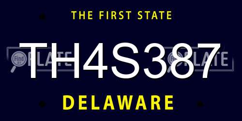 TH4S387 Delaware License Plate