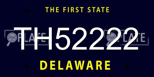 TH52222 Delaware License Plate