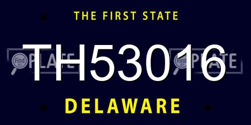 TH53016 Delaware License Plate