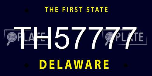 TH57777 Delaware License Plate