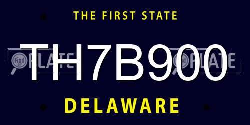 TH7B900 Delaware License Plate