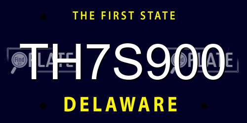 TH7S900 Delaware License Plate
