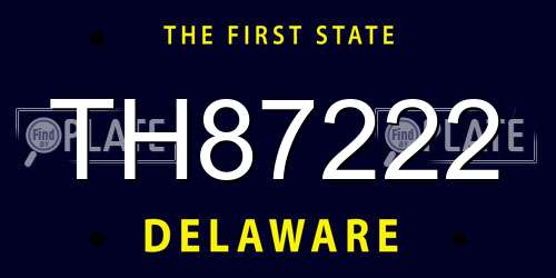 TH87222 Delaware License Plate