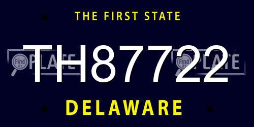 TH87722 Delaware License Plate