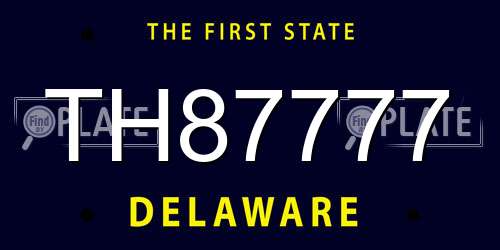 TH87777 Delaware License Plate