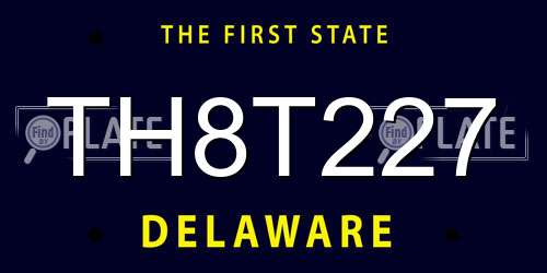 TH8T227 Delaware License Plate