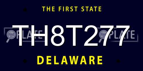 TH8T277 Delaware License Plate