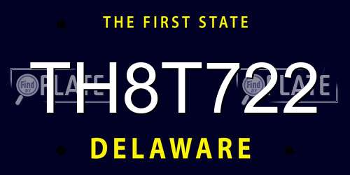 TH8T722 Delaware License Plate