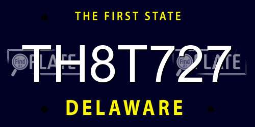 TH8T727 Delaware License Plate