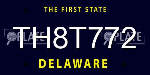 TH8T772 Delaware License Plate