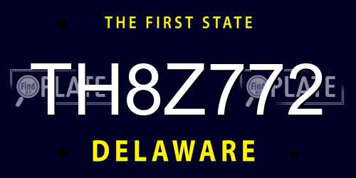TH8Z772 Delaware License Plate