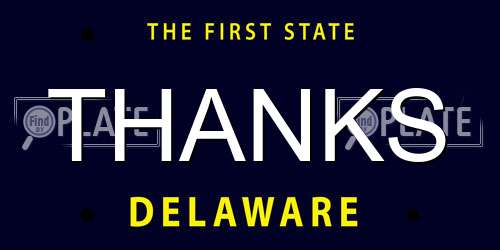 THANKS Delaware License Plate