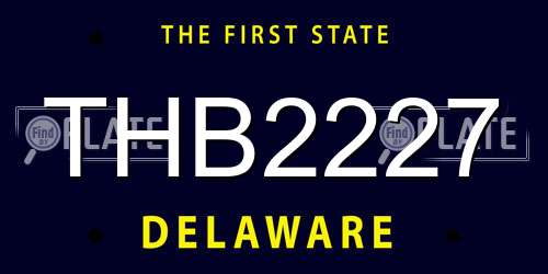 THB2227 Delaware License Plate