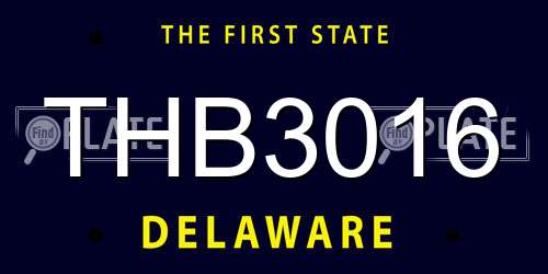 THB3016 Delaware License Plate