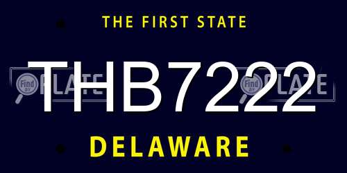 THB7222 Delaware License Plate