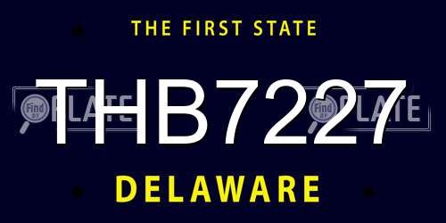 THB7227 Delaware License Plate