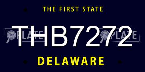 THB7272 Delaware License Plate