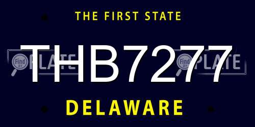 THB7277 Delaware License Plate