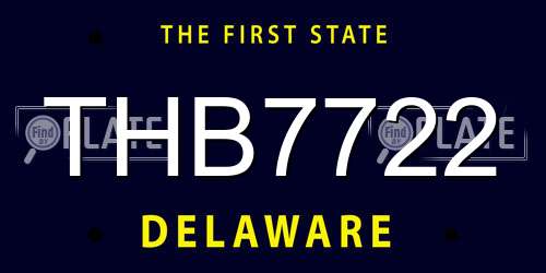 THB7722 Delaware License Plate