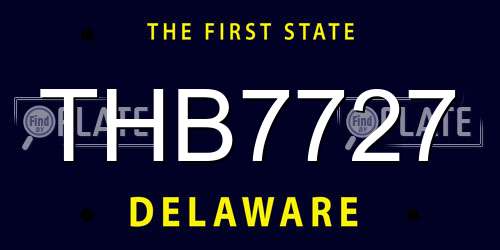 THB7727 Delaware License Plate