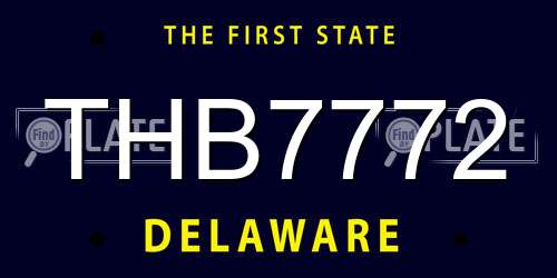 THB7772 Delaware License Plate