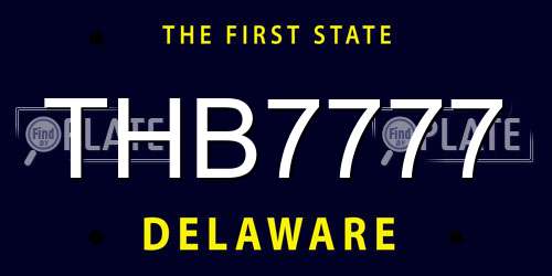 THB7777 Delaware License Plate