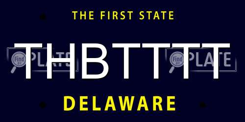 THBTTTT Delaware License Plate